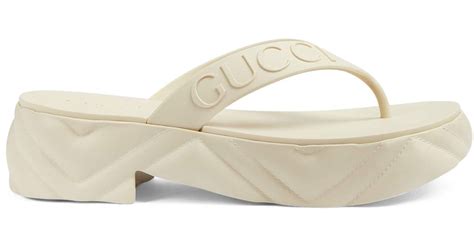 gucci logo rubber slide sandal white|Gucci rubber platform sandals.